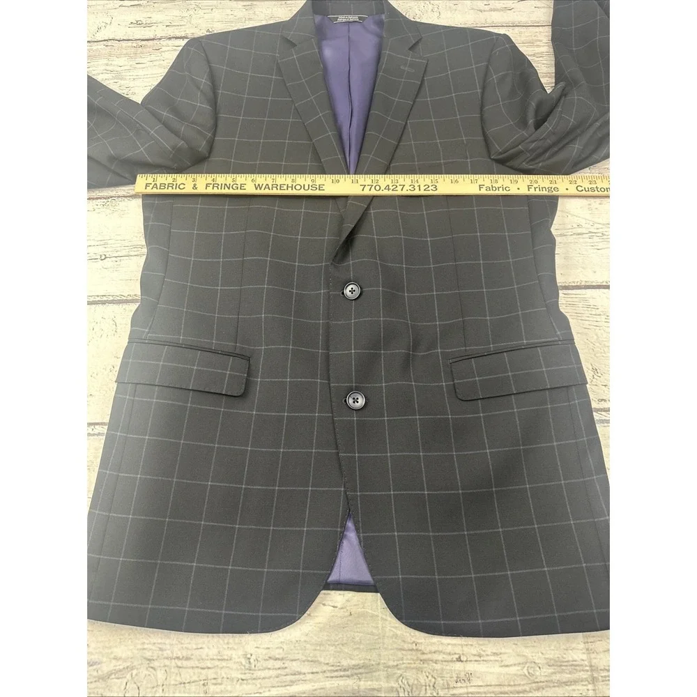 RED Saks Fifth Avenue 2-Piece Blue Suit Mens 40L Pants 35x33.5 Box Print